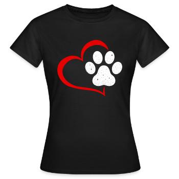 Hundepfote Herz Hundeliebhaber Hundeliebe Dog - Frauen T-Shirt - Schwarz - Vorne - AI Model Female 172 dark (172cm)