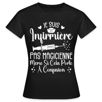 Humour Infirmière - Cadeau Infirmière - T-shirt Femme - noir - Devant - AI Model Female 172 dark (172cm)