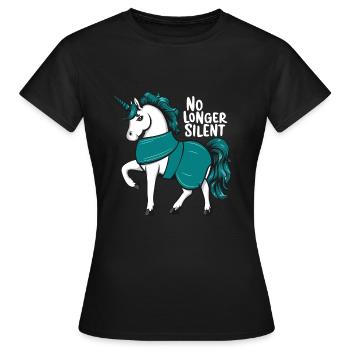 Plus de silence, licorne, agression sexuelle Awarenes - T-shirt Femme - noir - Devant - AI Model Female 172 dark (172cm)