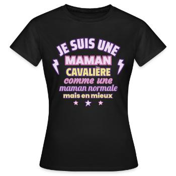 Je suis une maman cavalière - T-shirt Femme - noir - Devant - AI Model Female 172 dark (172cm)