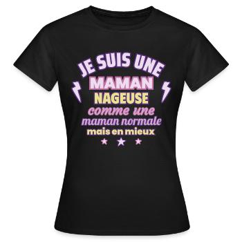 Maman nageuse, cadeau fête des mères, Natation - T-shirt Femme - noir - Devant - AI Model Female 172 dark (172cm)