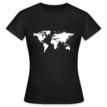 The World Map the world map planet earth - Women's T-Shirt - black - Front - AI Model Female 172 dark (172cm)
