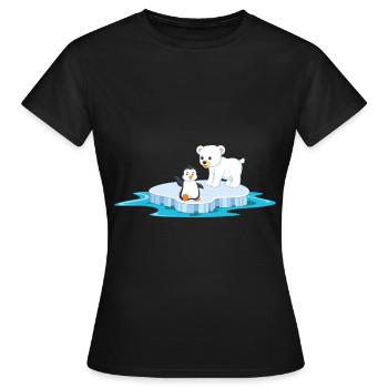 ours polaire mignon et pingouin sur la glace de la banquise - T-shirt Femme - noir - Devant - AI Model Female 172 dark (172cm)
