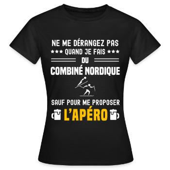 combiné nordique ne dérangez pas sauf apéro - T-shirt Femme - noir - Devant - AI Model Female 172 dark (172cm)