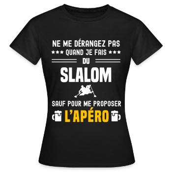 slalom ne dérangez pas sauf apéro - T-shirt Femme - noir - Devant - AI Model Female 172 dark (172cm)