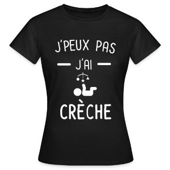 Je peux pas j'ai crèche bébé - T-shirt Femme - noir - Devant - AI Model Female 172 dark (172cm)