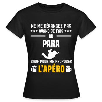 para ne dérangez pas sauf apéro - T-shirt Femme - noir - Devant - AI Model Female 172 dark (172cm)