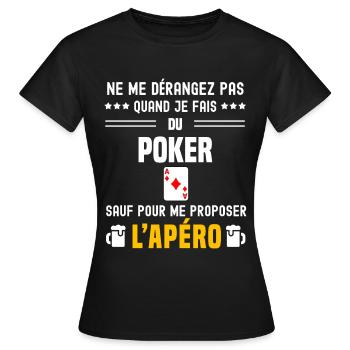 poker ne dérangez pas sauf apéro - T-shirt Femme - noir - Devant - AI Model Female 172 dark (172cm)