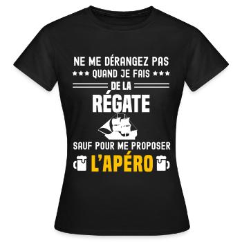 régate ne dérangez pas sauf apéro - T-shirt Femme - noir - Devant - AI Model Female 172 dark (172cm)