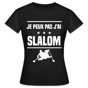Je Peux Pas J'ai slalom humour slalomeur - T-shirt Femme - noir - Devant - AI Model Female 172 dark (172cm)
