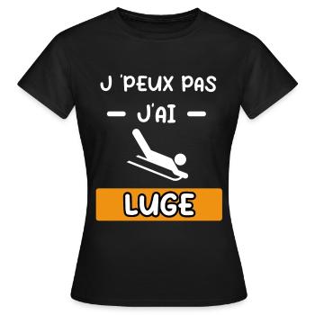 je peux pas j'ai luge cadeau luge - T-shirt Femme - noir - Devant - AI Model Female 172 dark (172cm)