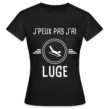 luge je peux pas j'ai luge lugeur - T-shirt Femme - noir - Devant - AI Model Female 172 dark (172cm)
