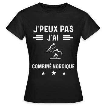 skieur je peux pas j'ai combiné nordique - T-shirt Femme - noir - Devant - AI Model Female 172 dark (172cm)