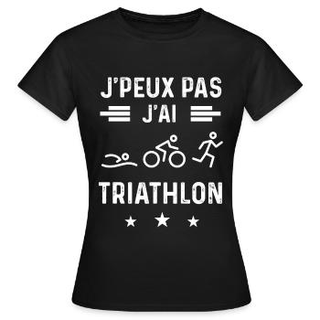 triathlète je peux pas j'ai triathlon - T-shirt Femme - noir - Devant - AI Model Female 172 dark (172cm)
