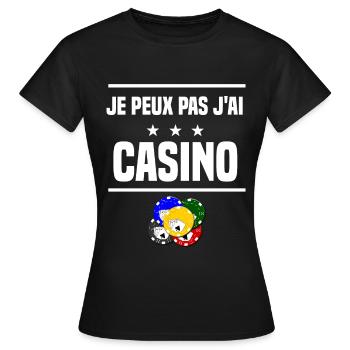 je peux pas j'ai casino humour jetons - T-shirt Femme - noir - Devant - AI Model Female 172 dark (172cm)