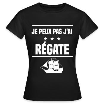 je peux pas j'ai régate humour bateau - T-shirt Femme - noir - Devant - AI Model Female 172 dark (172cm)