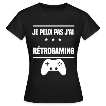 je peux pas j'ai rétrogaming humour gameur - T-shirt Femme - noir - Devant - AI Model Female 172 dark (172cm)