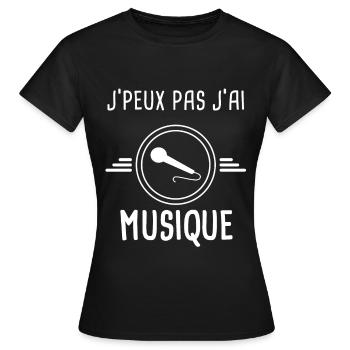 musique je peux pas j'ai musique micro micro - T-shirt Femme - noir - Devant - AI Model Female 172 dark (172cm)
