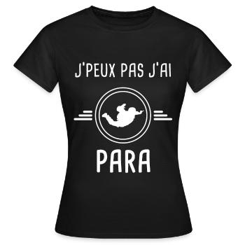 para je peux pas j'ai para parachutiste - T-shirt Femme - noir - Devant - AI Model Female 172 dark (172cm)