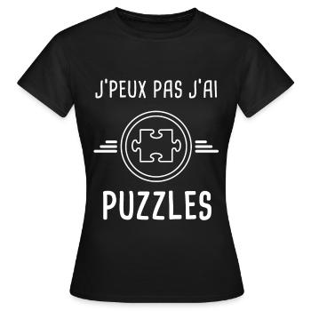 puzzles je peux pas j'ai puzzles puzzle - T-shirt Femme - noir - Devant - AI Model Female 172 dark (172cm)