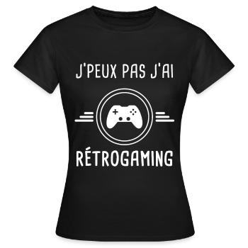 rétrogaming je peux pas j'ai rétrogaming gameur - T-shirt Femme - noir - Devant - AI Model Female 172 dark (172cm)