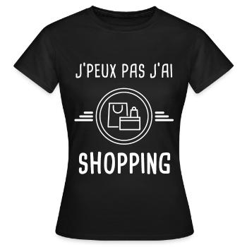 shopping je peux pas j'ai shopping achateuse - T-shirt Femme - noir - Devant - AI Model Female 172 dark (172cm)