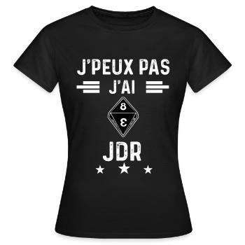 jeux rôles je peux pas j'ai jdr jeu de rôle - T-shirt Femme - noir - Devant - AI Model Female 172 dark (172cm)