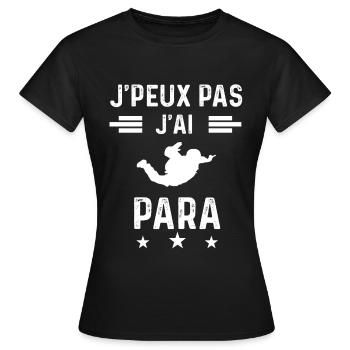 parachutiste je peux pas j'ai para - T-shirt Femme - noir - Devant - AI Model Female 172 dark (172cm)