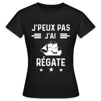 bateau je peux pas j'ai régate - T-shirt Femme - noir - Devant - AI Model Female 172 dark (172cm)