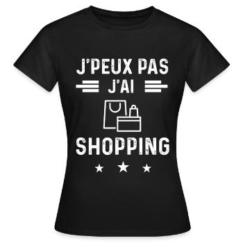 achateuse je peux pas j'ai shopping - T-shirt Femme - noir - Devant - AI Model Female 172 dark (172cm)