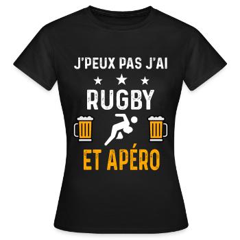 je peux pas j'ai rugby joueur et apéro rugby - T-shirt Femme - noir - Devant - AI Model Female 172 dark (172cm)