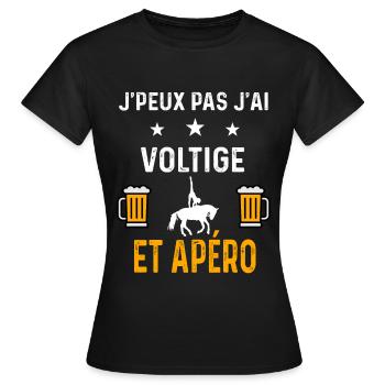 je peux pas j'ai voltige et apéro voltige - T-shirt Femme - noir - Devant - AI Model Female 172 dark (172cm)