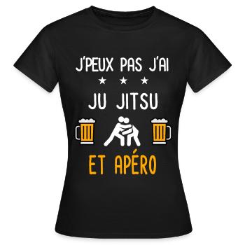 je peux pas j'ai ju jitsu apéro - T-shirt Femme - noir - Devant - AI Model Female 172 dark (172cm)