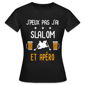 je peux pas j'ai slalom apéro - T-shirt Femme - noir - Devant - AI Model Female 172 dark (172cm)