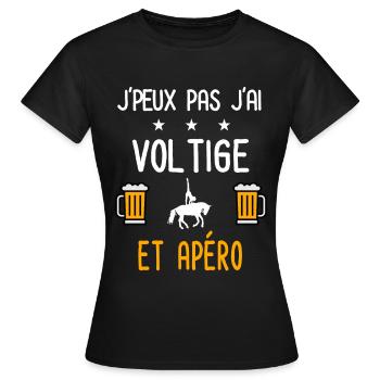 je peux pas j'ai voltige apéro - T-shirt Femme - noir - Devant - AI Model Female 172 dark (172cm)