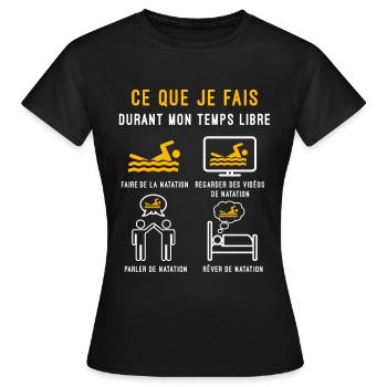 natation temps libre cadeau nageur - T-shirt Femme - noir - Devant - AI Model Female 172 dark (172cm)