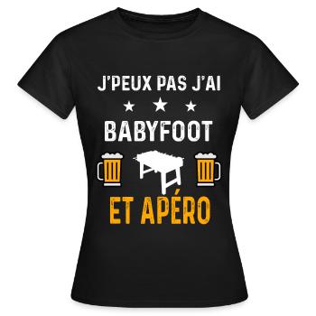 je peux pas j'ai babyfoot et apéro - T-shirt Femme - noir - Devant - AI Model Female 172 dark (172cm)