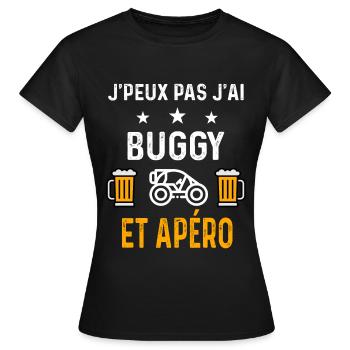 je peux pas j'ai buggy et apéro - T-shirt Femme - noir - Devant - AI Model Female 172 dark (172cm)