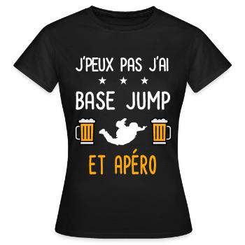 je peux pas base jump - T-shirt Femme - noir - Devant - AI Model Female 172 dark (172cm)