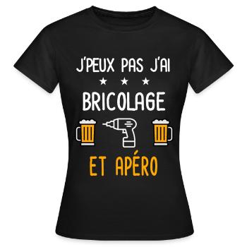 je peux pas bricolage perceuse - T-shirt Femme - noir - Devant - AI Model Female 172 dark (172cm)