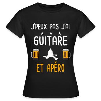 je peux pas guitare rock - T-shirt Femme - noir - Devant - AI Model Female 172 dark (172cm)
