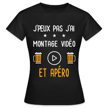 je peux pas montage vidéo - T-shirt Femme - noir - Devant - AI Model Female 172 dark (172cm)