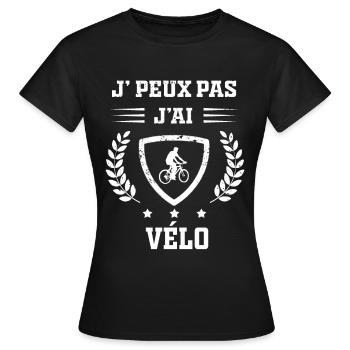 Je peux pas j'ai vélo humour - T-shirt Femme - noir - Devant - AI Model Female 172 dark (172cm)