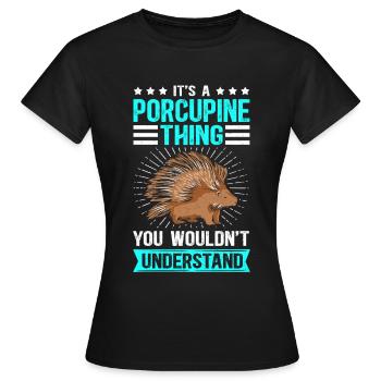 Stachelschwein | Stachelschweine Geschenk - Frauen T-Shirt - Schwarz - Vorne - AI Model Female 172 dark (172cm)
