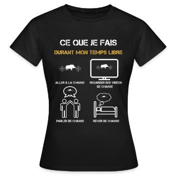 chasse sanglier temps libre humour - T-shirt Femme - noir - Devant - AI Model Female 172 dark (172cm)