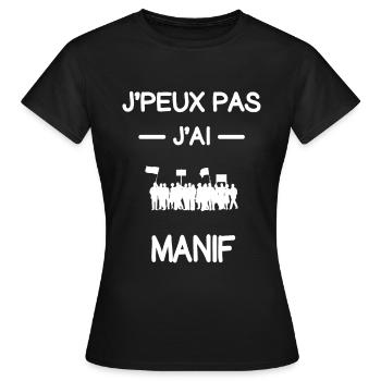 je peux pas j'ai manif manifestant humour - T-shirt Femme - noir - Devant - AI Model Female 172 dark (172cm)