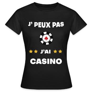 je peux pas j'ai casino cadeau croupier - T-shirt Femme - noir - Devant - AI Model Female 172 dark (172cm)