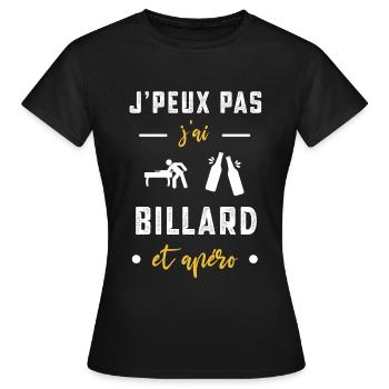 je peux pas j'ai billard apéro humour - T-shirt Femme - noir - Devant - AI Model Female 172 dark (172cm)