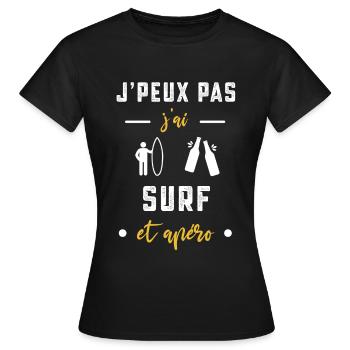 je peux pas j'ai surf homme apéro humour - T-shirt Femme - noir - Devant - AI Model Female 172 dark (172cm)