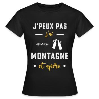 je peux pas j'ai montagne apéro humour - T-shirt Femme - noir - Devant - AI Model Female 172 dark (172cm)